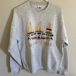 Vintage Boston Gray Crewneck Sweatshirt - Size Large